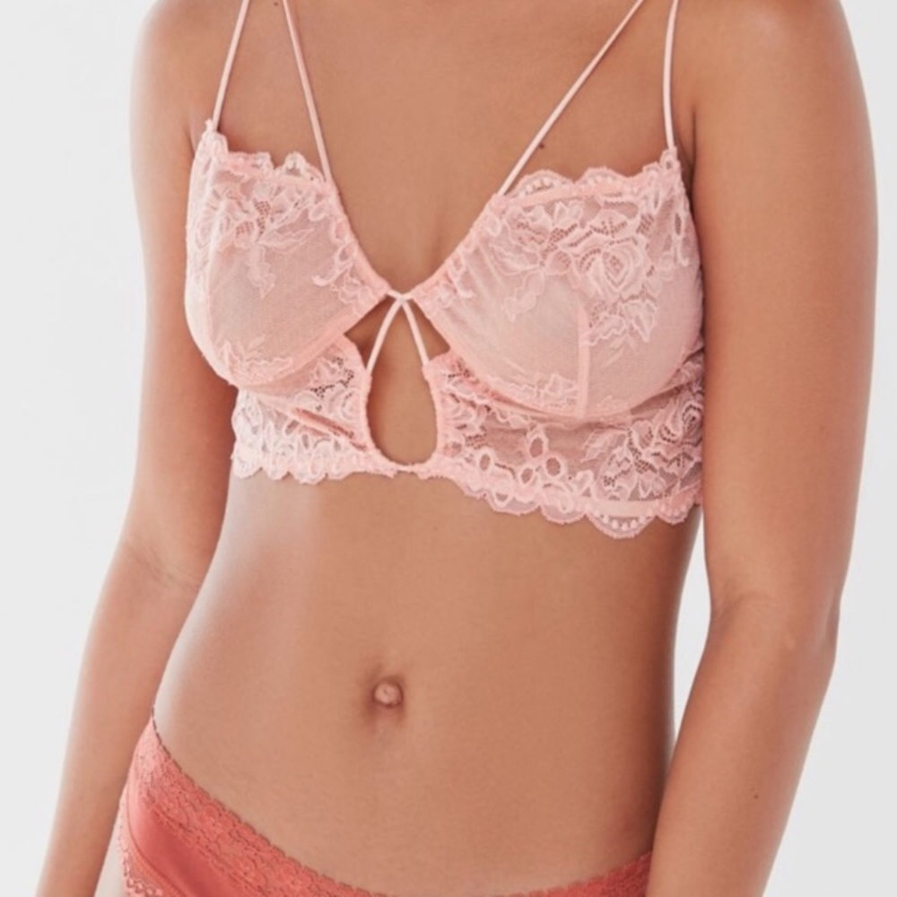 Pink lace bra